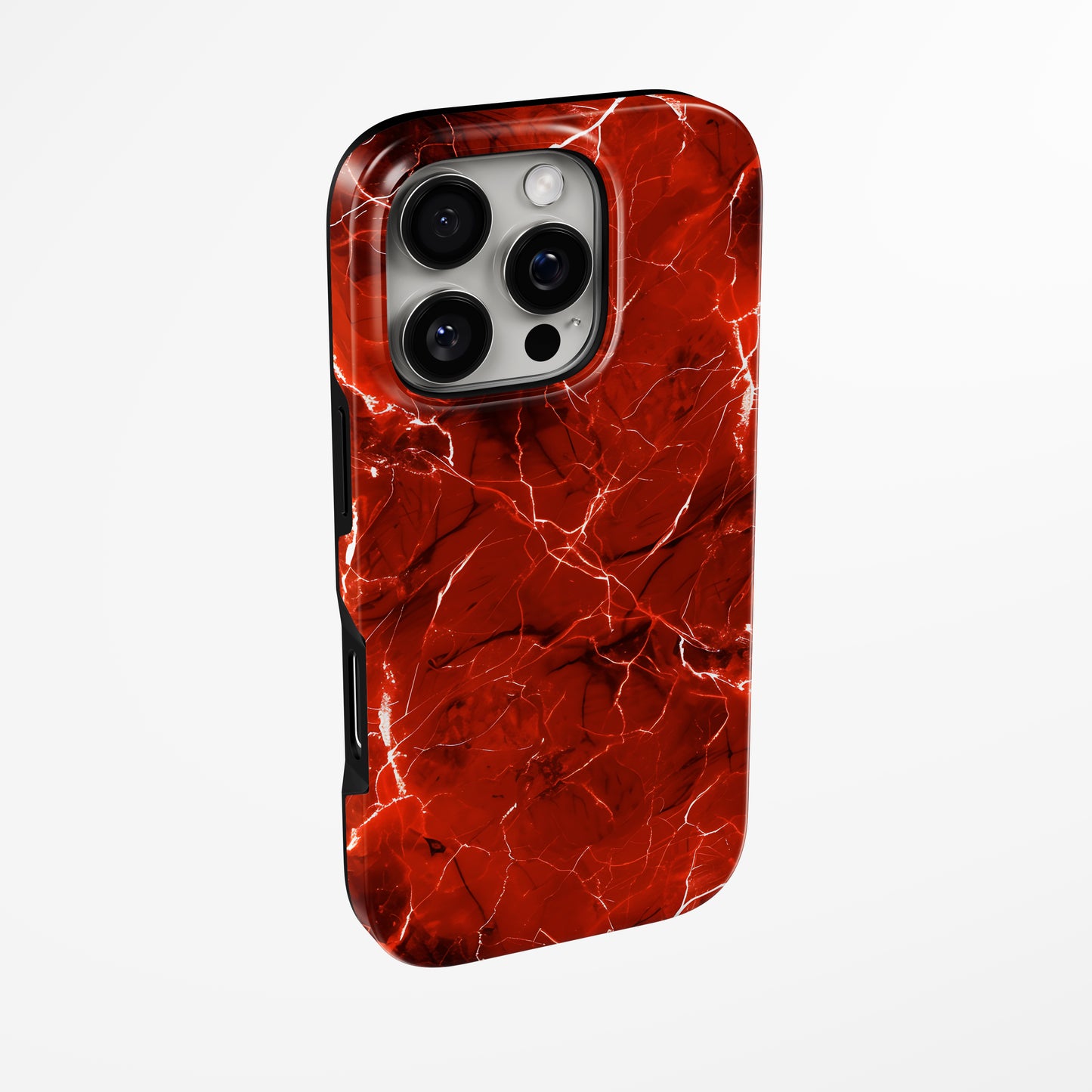 Side view of shell cover with design of  Red Pulse Magsafe Tough Iphone Case by Marivor