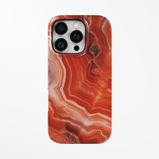Front view of dark-red; red Redstorm MagSafe Tough iPhone Case by Marivor