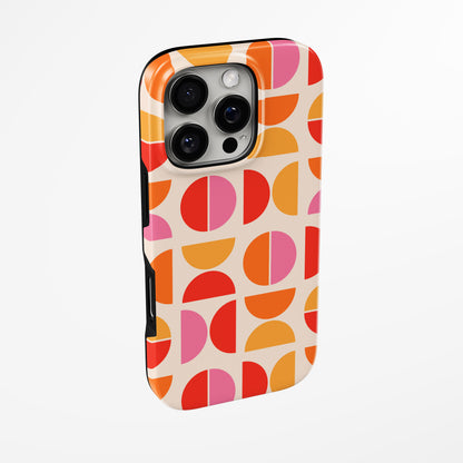 Side view of shell cover with design of  Retro Bloom Magsafe Tough Iphone Case by Marivor