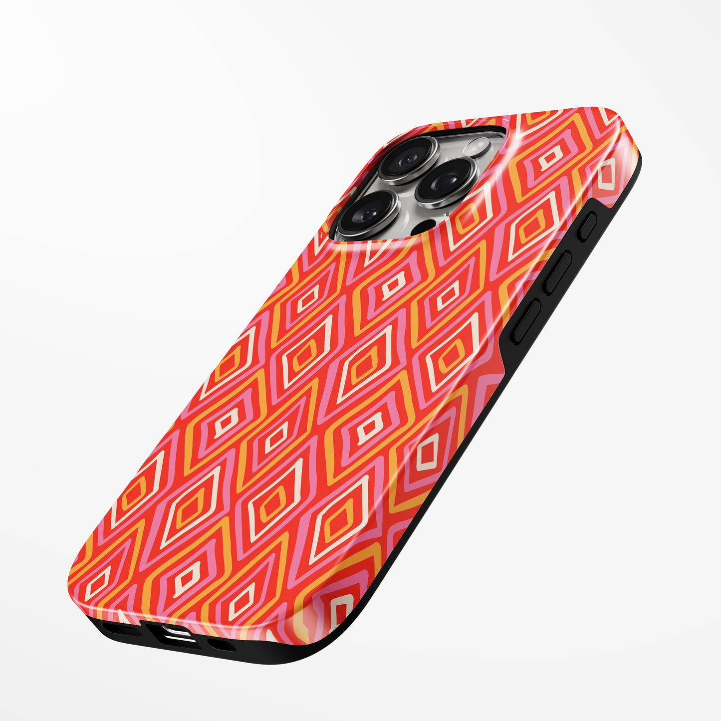 Charging port and volume up/down buttons with  Retro Flame Magsafe Iphone Tough Case by Marivor