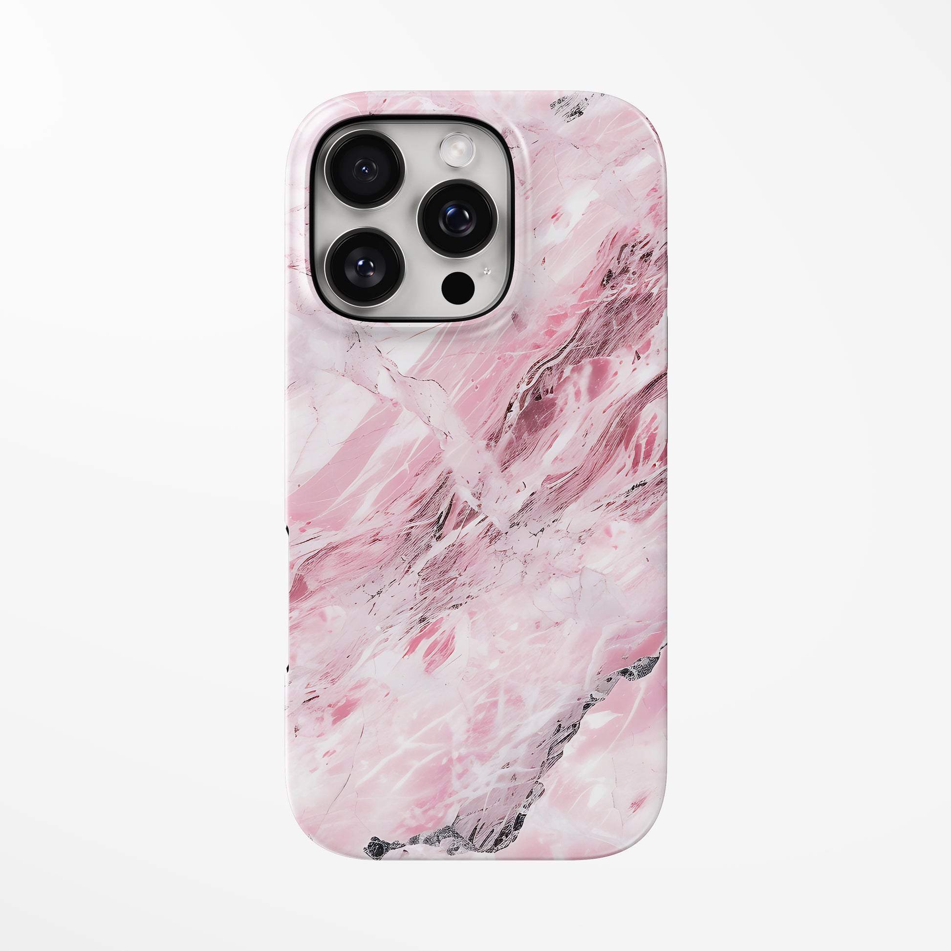 Front view of pink Rose Quartz Storm iPhone Tough Case by Marivor