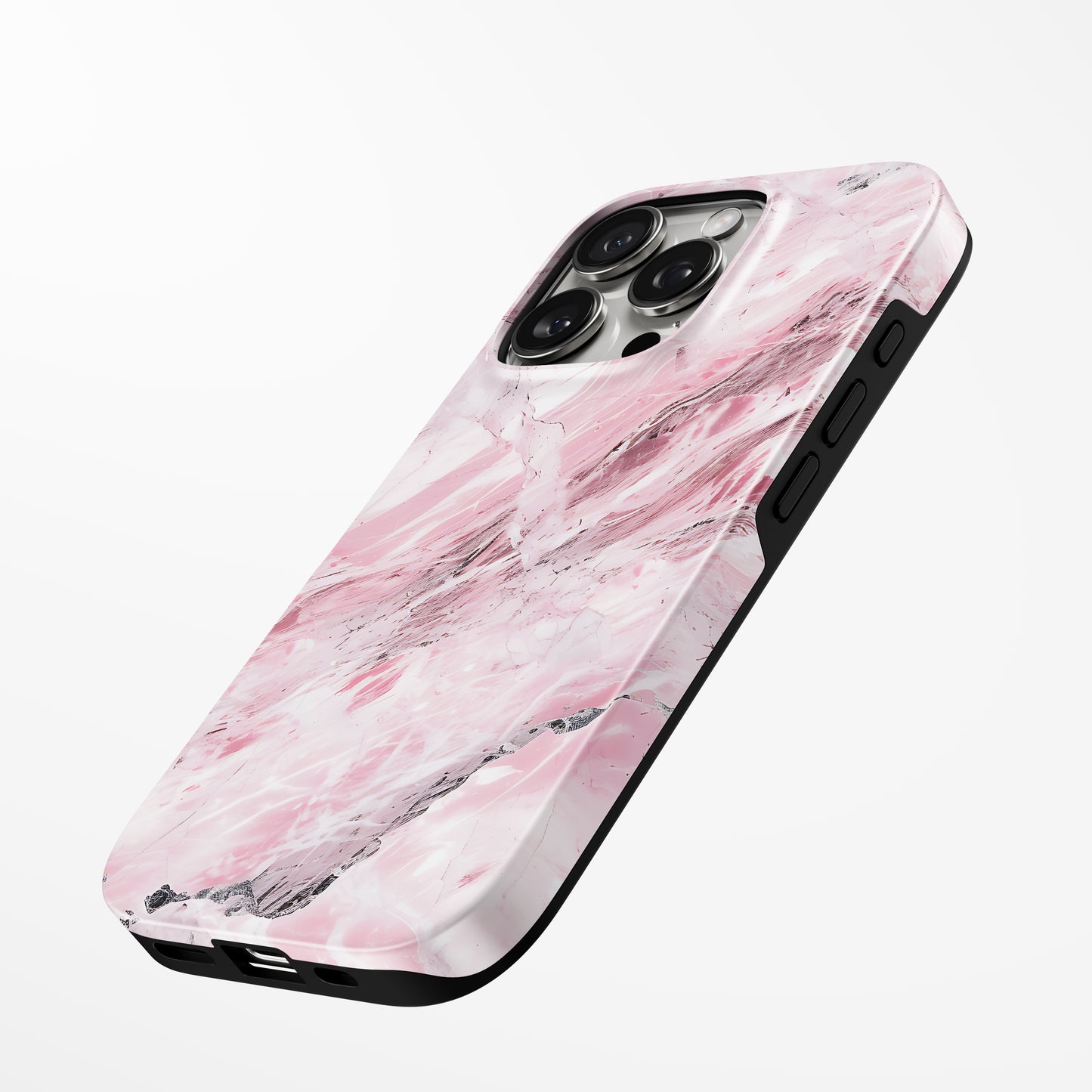 Charging port and volume up/down buttons with  Rose Quartz Storm Iphone Tough Case by Marivor