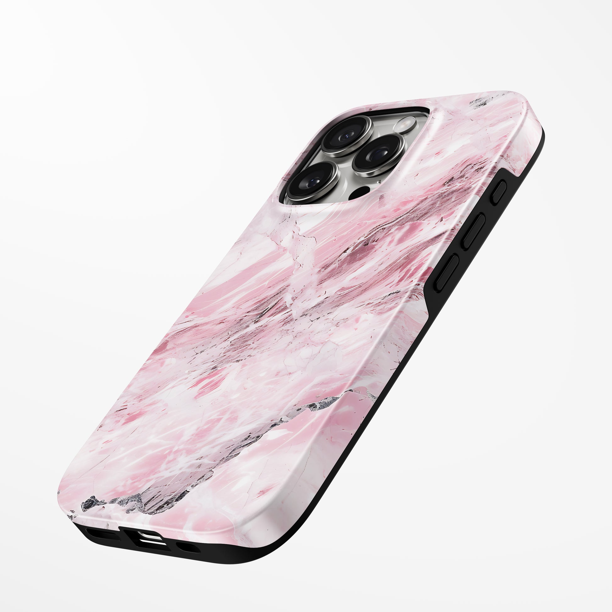 Charging port and volume up/down buttons with  Rose Quartz Storm Iphone Tough Case by Marivor