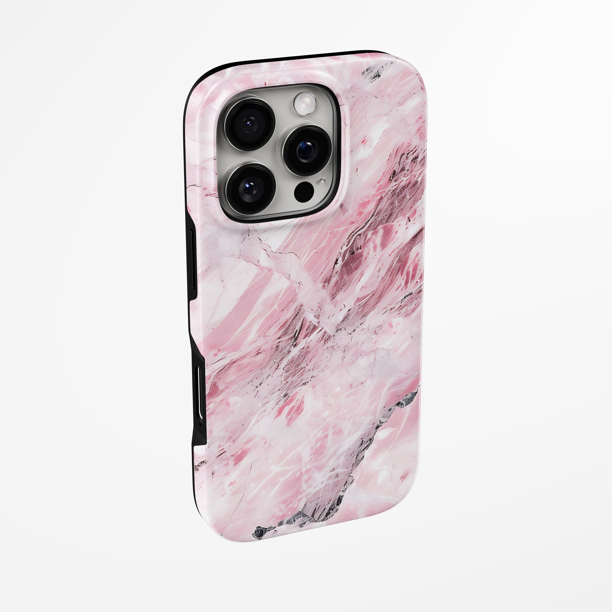 Side view of shell cover with design of  Rose Quartz Storm Iphone Tough Case by Marivor