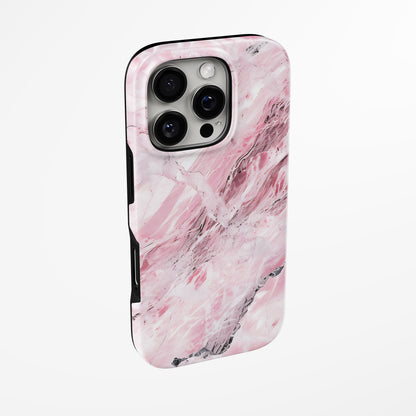 Side view of shell cover with design of  Rose Quartz Storm Iphone Tough Case by Marivor