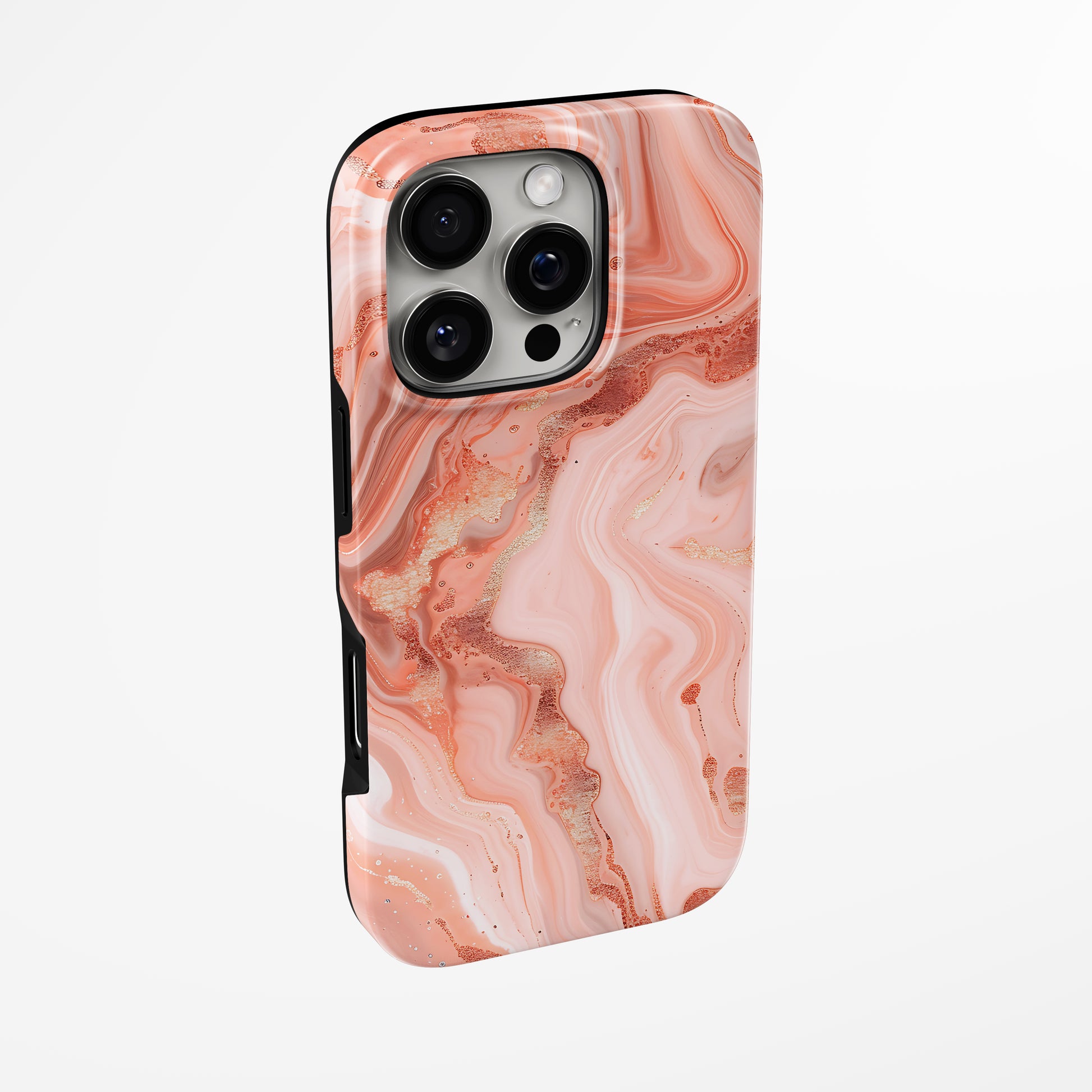 Side view of shell cover with design of  Rose Sand Magsafe Iphone Tough Case by Marivor