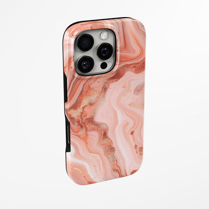 Side view of shell cover with design of  Rose Sand Magsafe Iphone Tough Case by Marivor