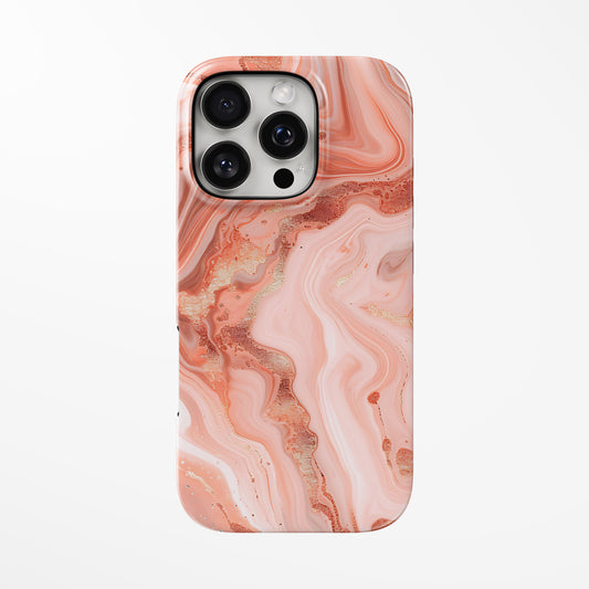 Front view of pink Rose Sand MagSafe iPhone Tough Case by Marivor