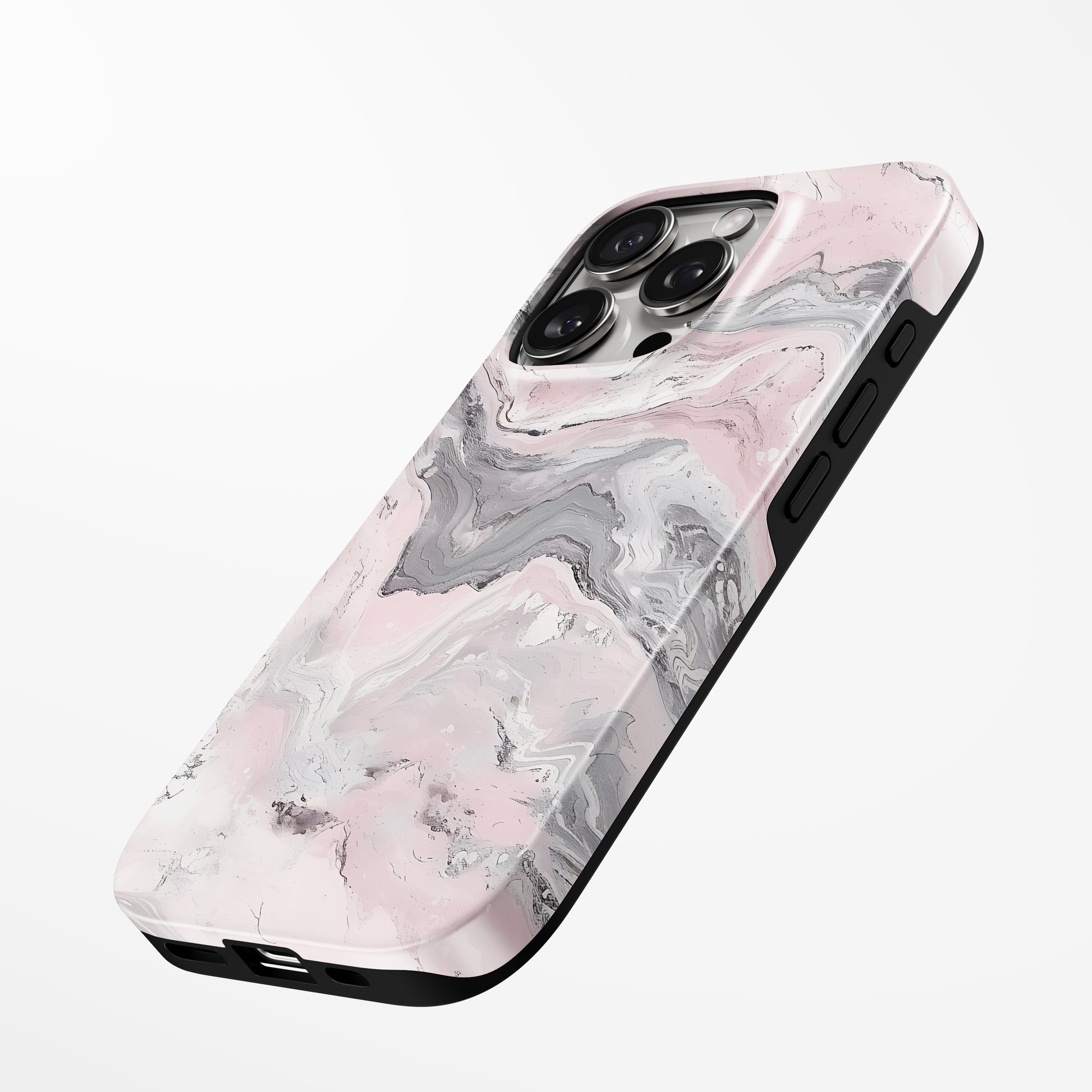 Charging port and volume up/down buttons with  Rosy Marble Magsafe Tough Iphone Case by Marivor