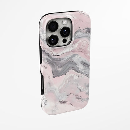 Side view of shell cover with design of  Rosy Marble Magsafe Tough Iphone Case by Marivor