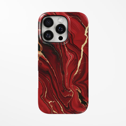Front view of dark-red; red Ruby Flame MagSafe iPhone Tough Case by Marivor