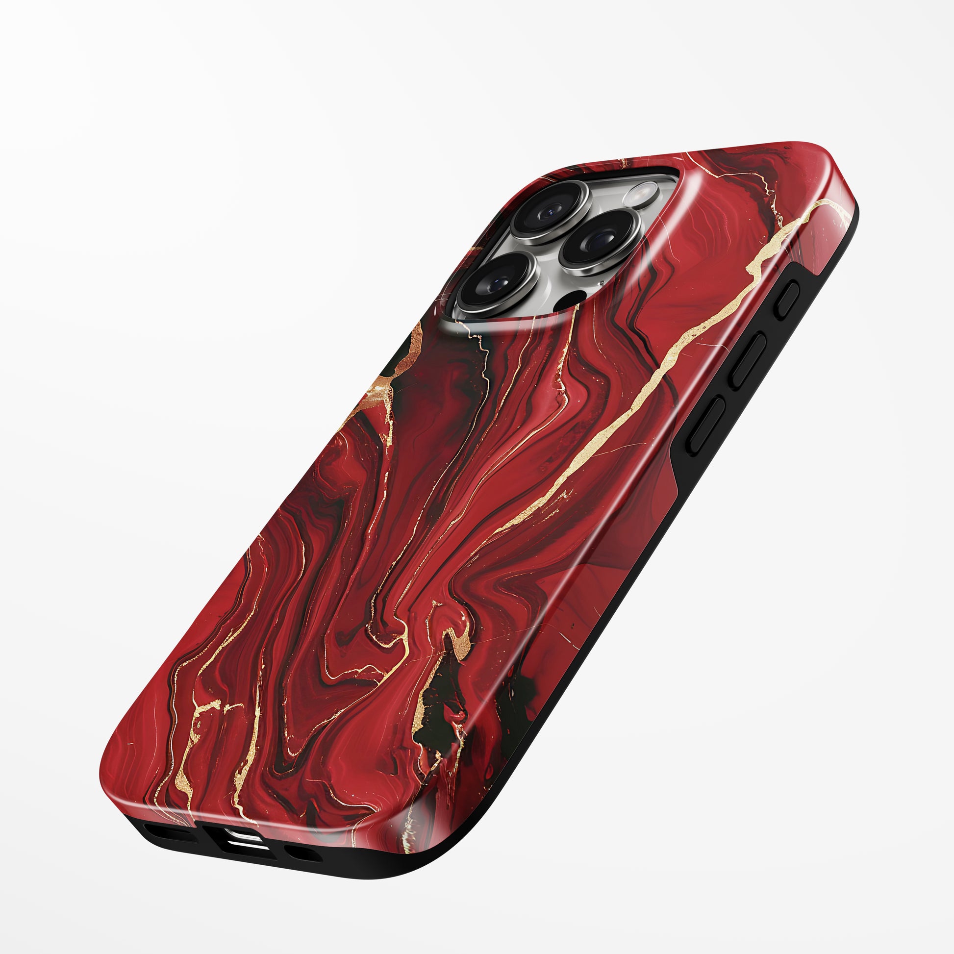 Charging port and volume up/down buttons with  Ruby Flame Magsafe Iphone Tough Case by Marivor