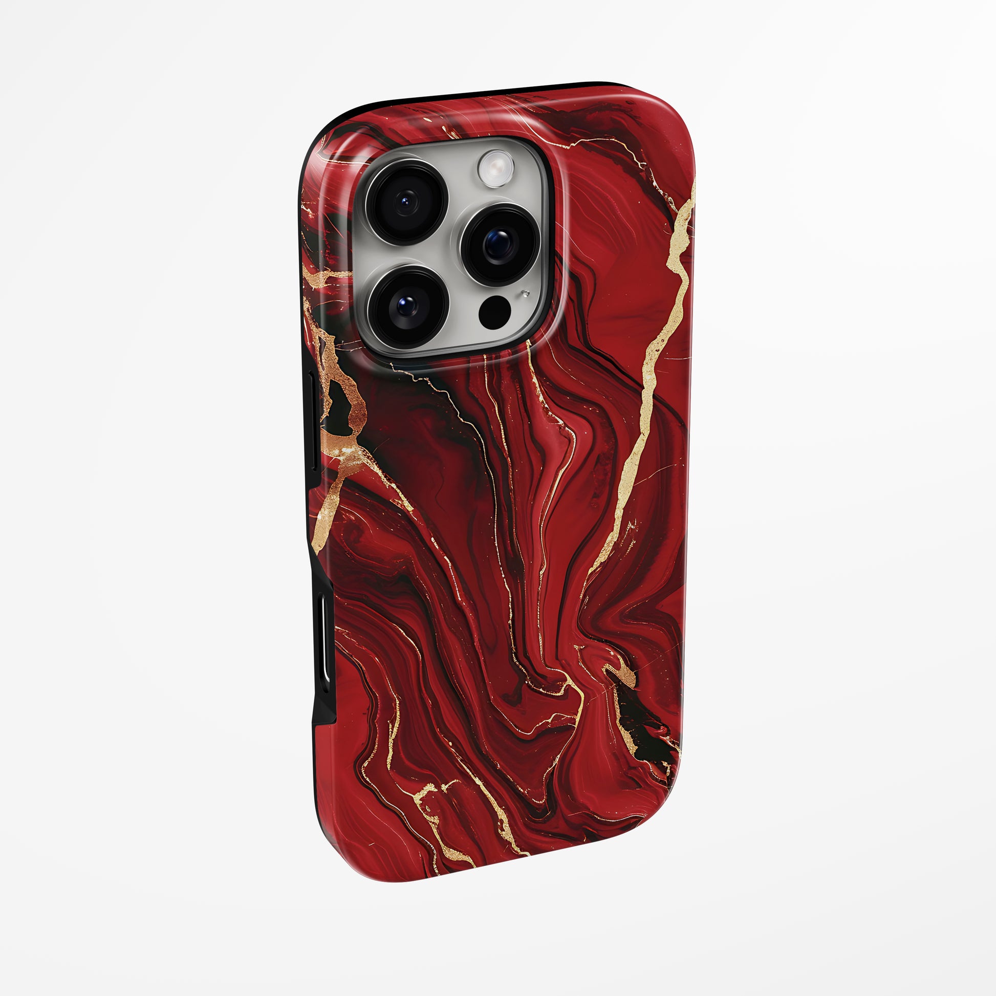 Side view of shell cover with design of  Ruby Flame Magsafe Iphone Tough Case by Marivor