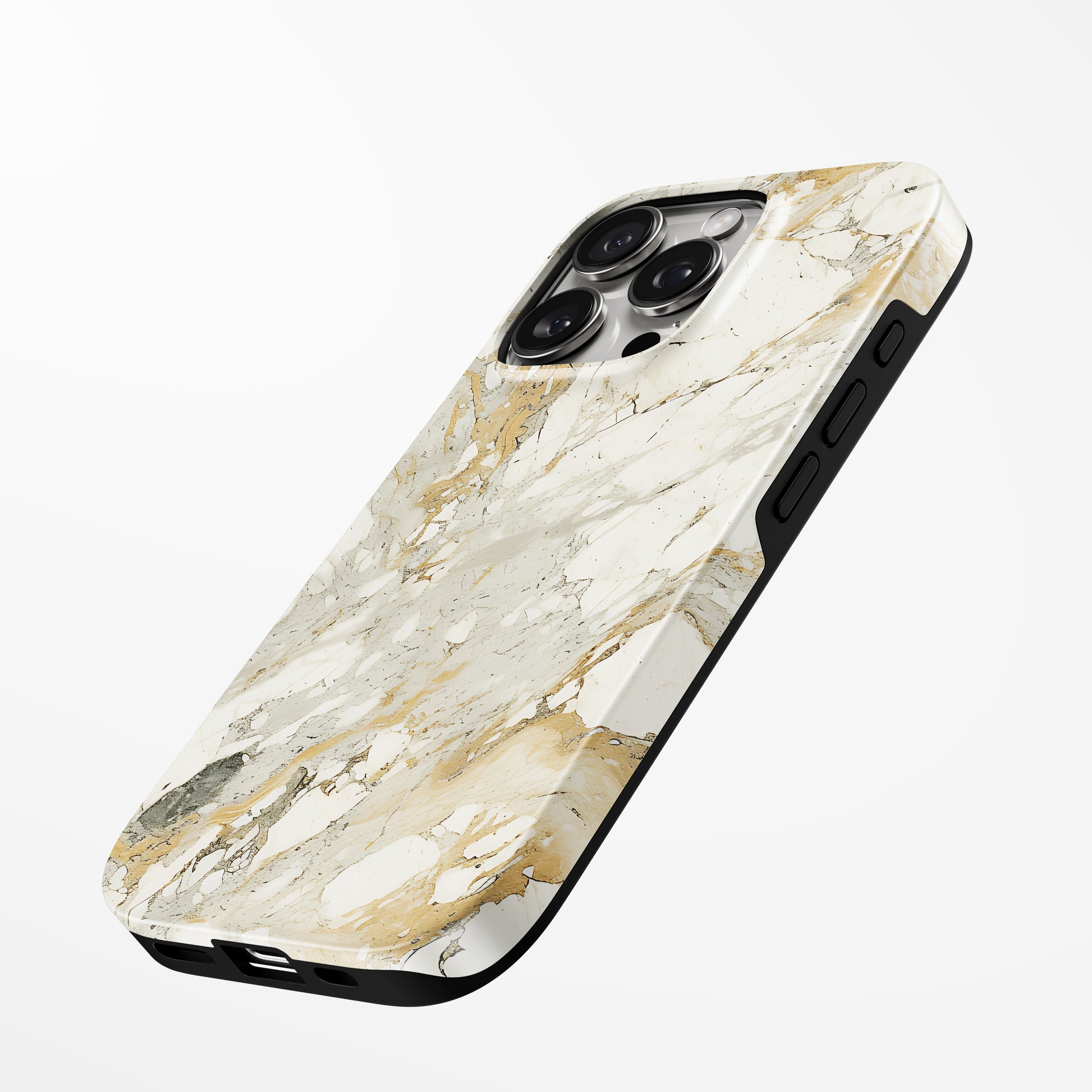 Side view of shell cover with design of  Saffron Flow Magsafe Tough Iphone Case by Marivor