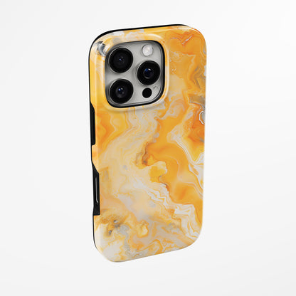 Side view of shell cover with design of  Saffron Wave Magsafe Tough Iphone Case by Marivor