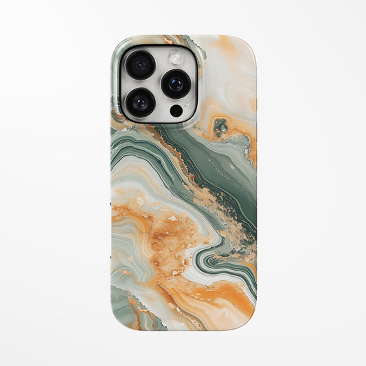Front view of green; multicolor Sage Dune MagSafe iPhone Tough Case by Marivor