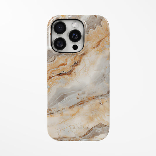 Front view of warm-beige; light-brown Sahara Veins MagSafe Tough iPhone Case by Marivor