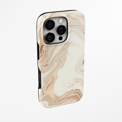 Side view of shell cover with design of  Sand Dune Elegance Magsafe Iphone Tough Case by Marivor