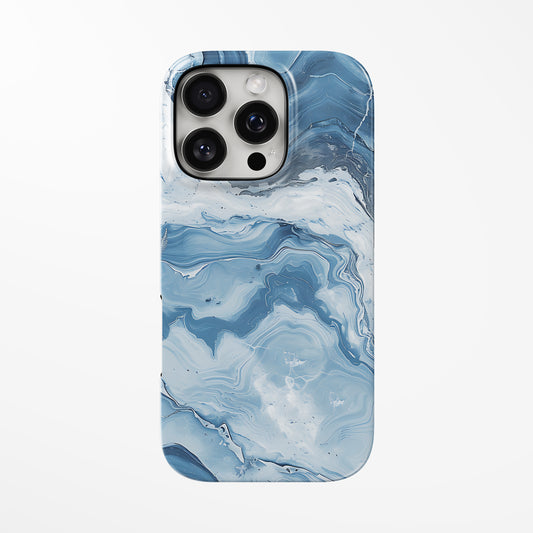 Front view of light-blue Serene Waves MagSafe Tough iPhone Case by Marivor