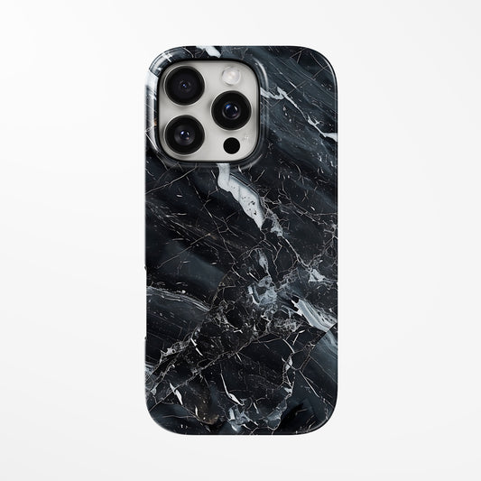 Front view of black Shadow Vein MagSafe iPhone Tough Case by Marivor