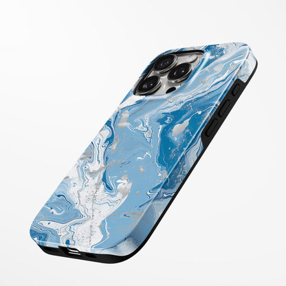 Charging port and volume up/down buttons with  Silver Stream Magsafe Tough Iphone Case by Marivor