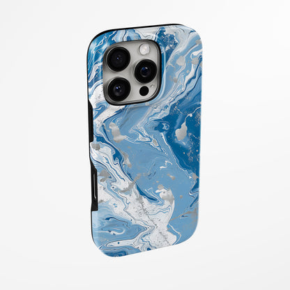Side view of shell cover with design of  Silver Stream Magsafe Tough Iphone Case by Marivor