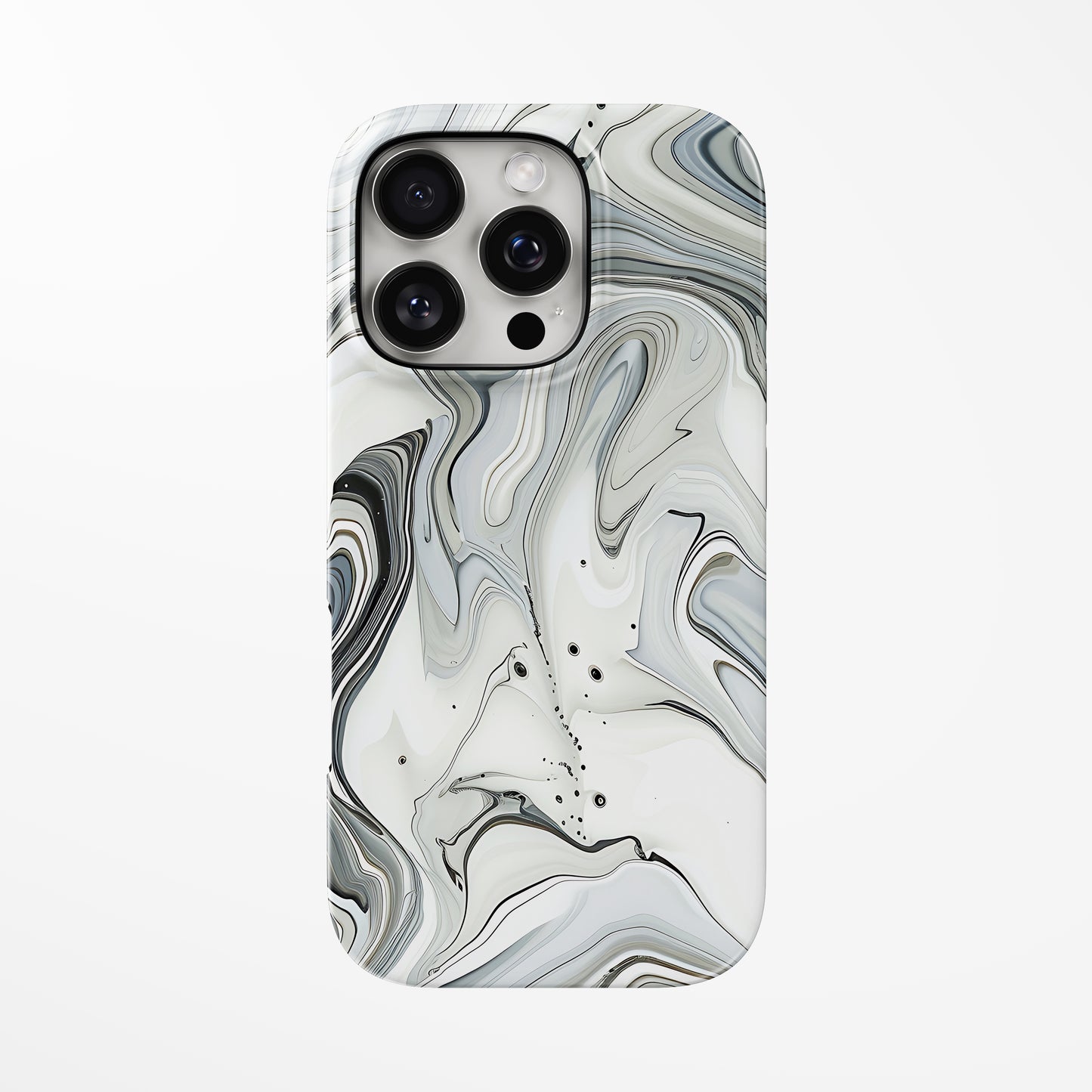 Front view of light-grey; white Smoke & Shadow MagSafe iPhone Tough Case by Marivor
