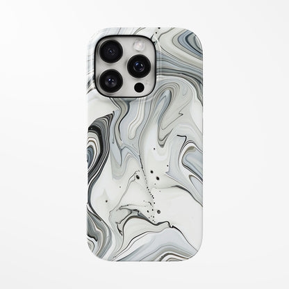 Front view of light-grey; white Smoke & Shadow MagSafe iPhone Tough Case by Marivor