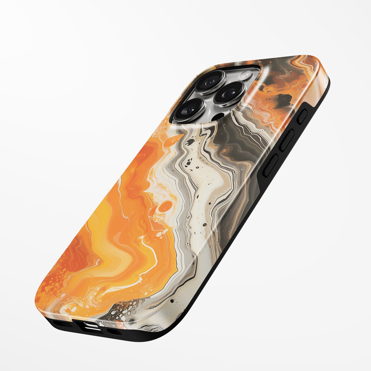Charging port and volume up/down buttons with  Sunburst Wave Magsafe Tough Iphone Case by Marivor