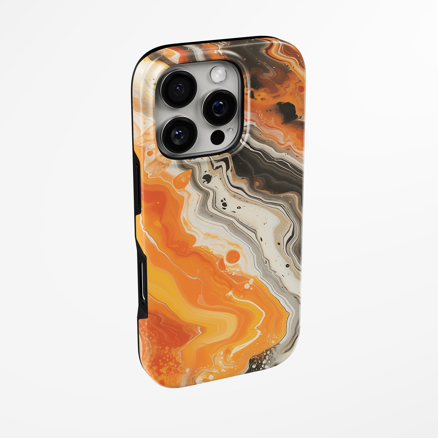 Side view of shell cover with design of  Sunburst Wave Magsafe Tough Iphone Case by Marivor