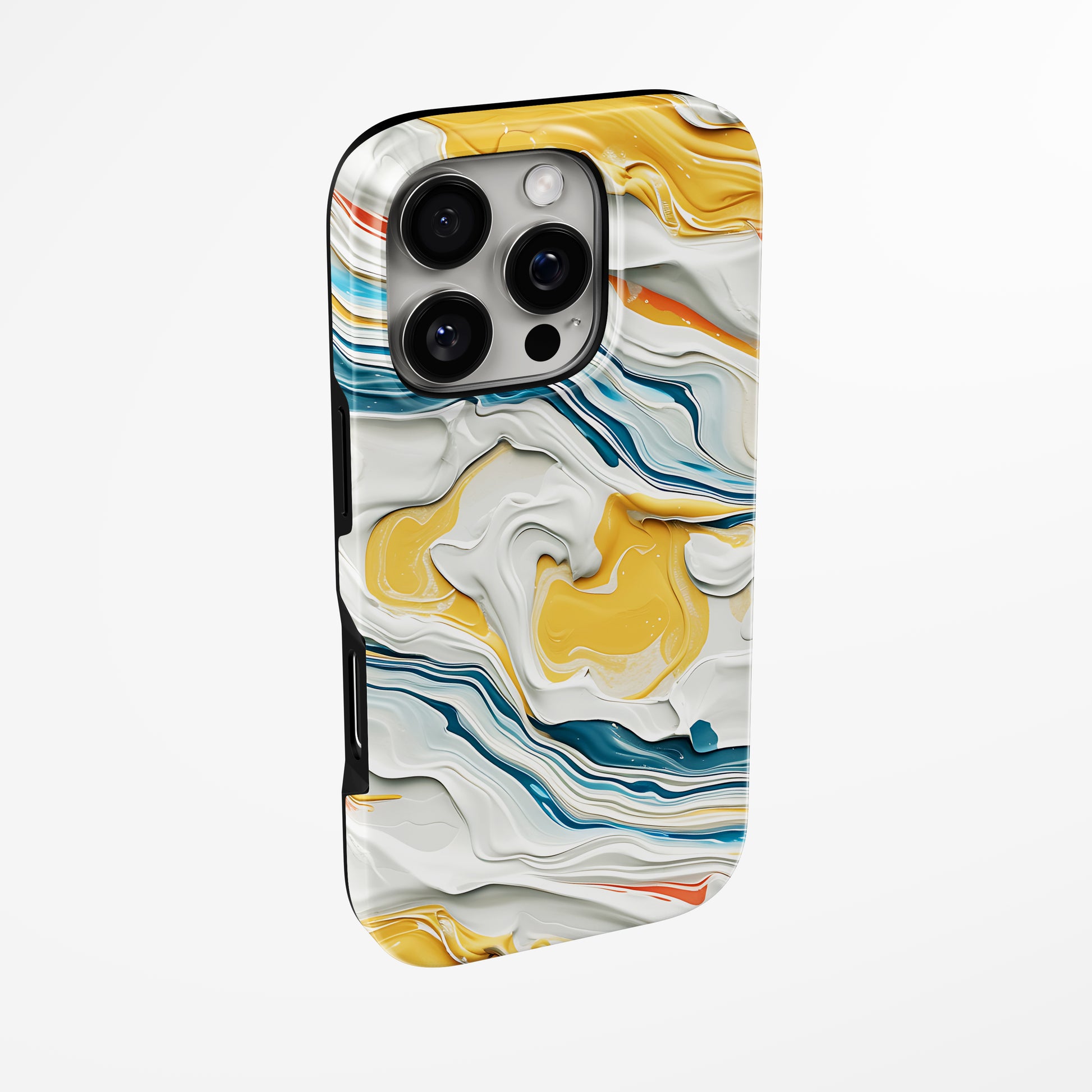 Side view of shell cover with design of  Sunburst Waves Magsafe Iphone Tough Case by Marivor