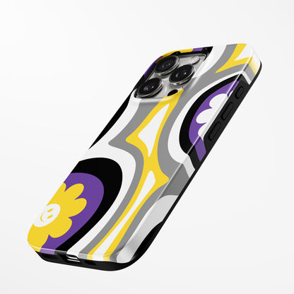 Charging port and volume up/down buttons with  Swirl Bloom Magsafe Iphone Tough Case by Marivor