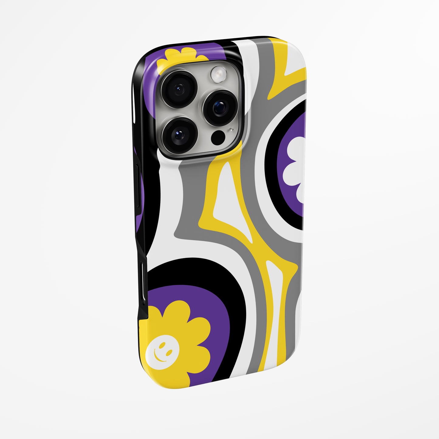 Side view of shell cover with design of  Swirl Bloom Magsafe Iphone Tough Case by Marivor