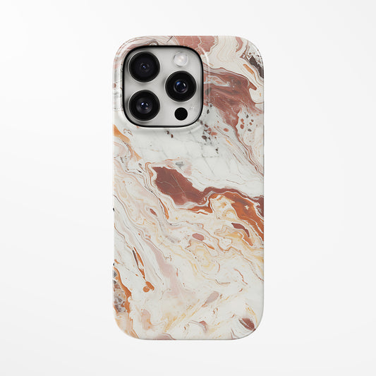 Front view of multicolor; warm-beige Terracotta Swirl MagSafe iPhone Tough Case by Marivor