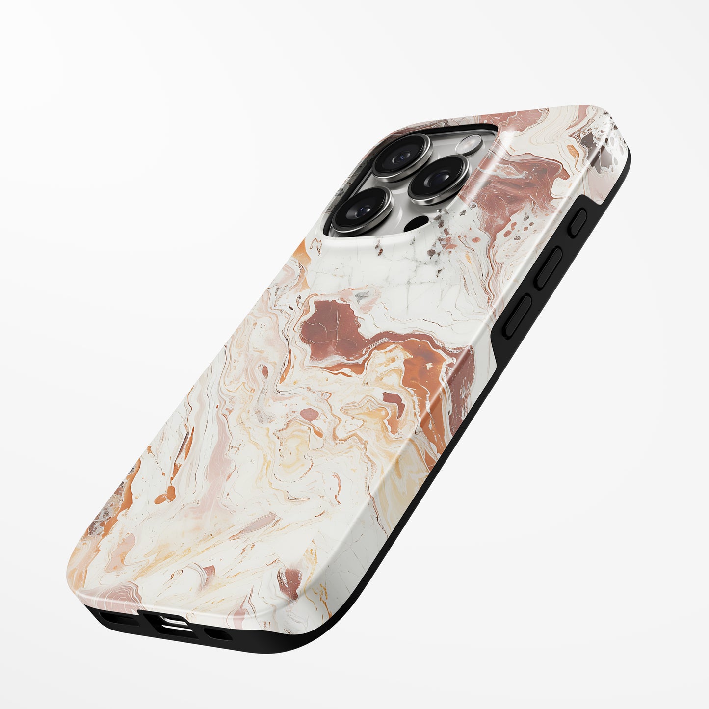 Charging port and volume up/down buttons with  Terracotta Swirl Magsafe Iphone Tough Case by Marivor