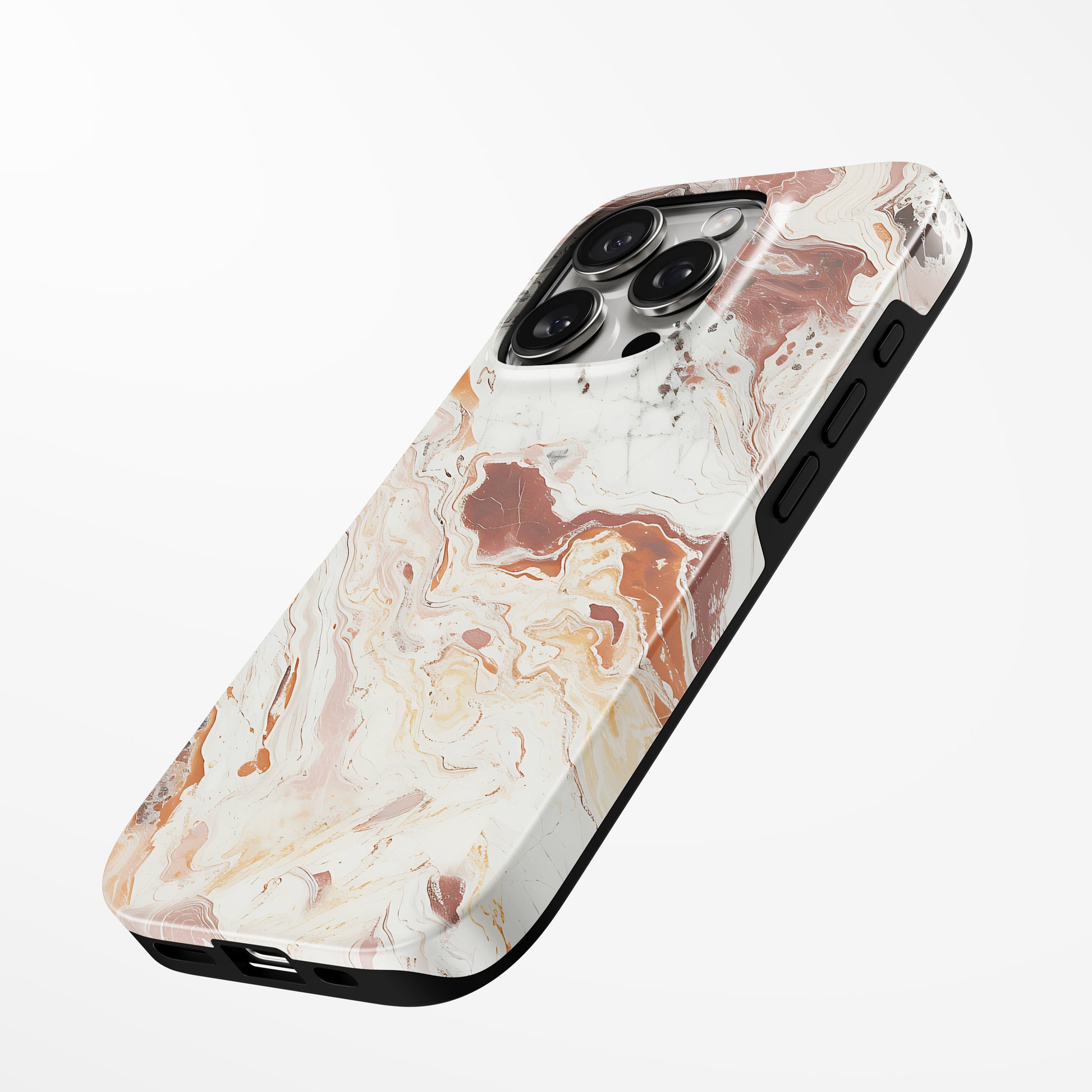 Charging port and volume up/down buttons with  Terracotta Swirl Magsafe Iphone Tough Case by Marivor
