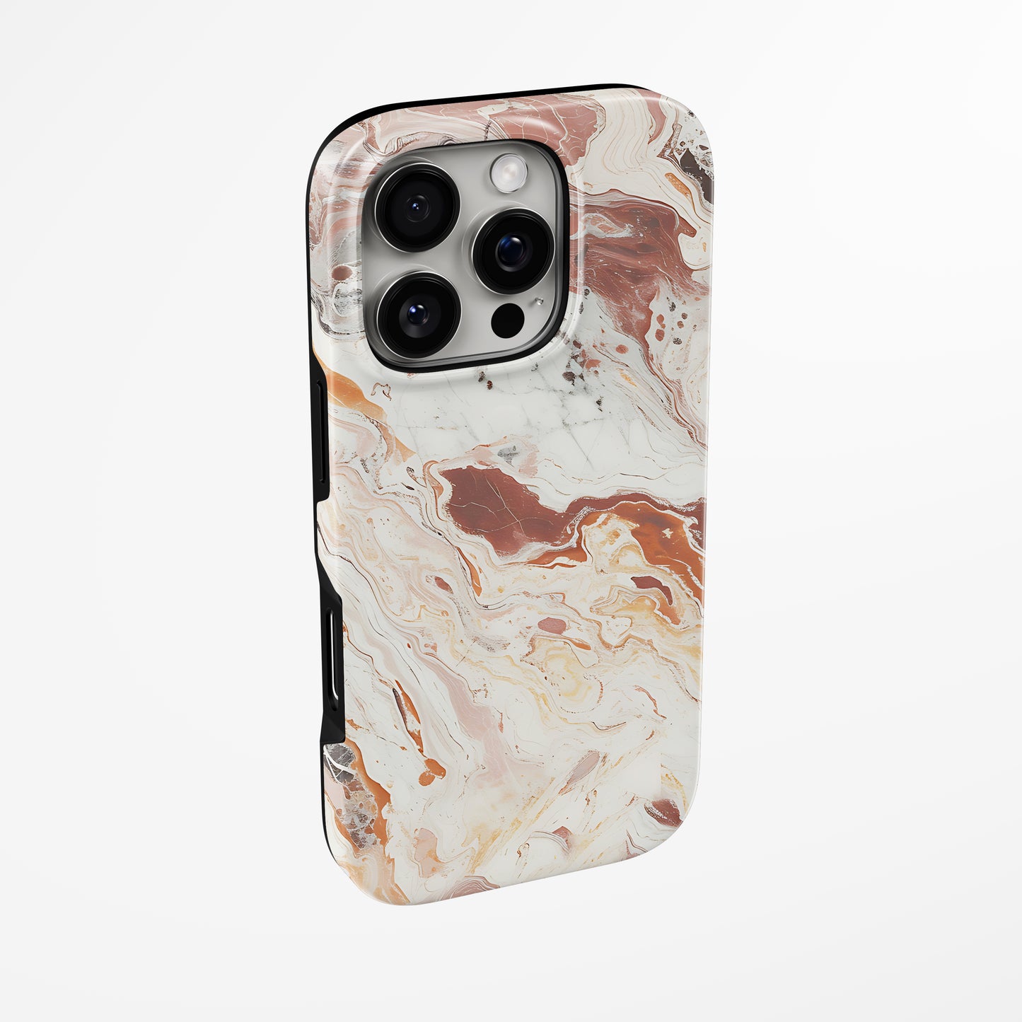 Side view of shell cover with design of  Terracotta Swirl Magsafe Iphone Tough Case by Marivor