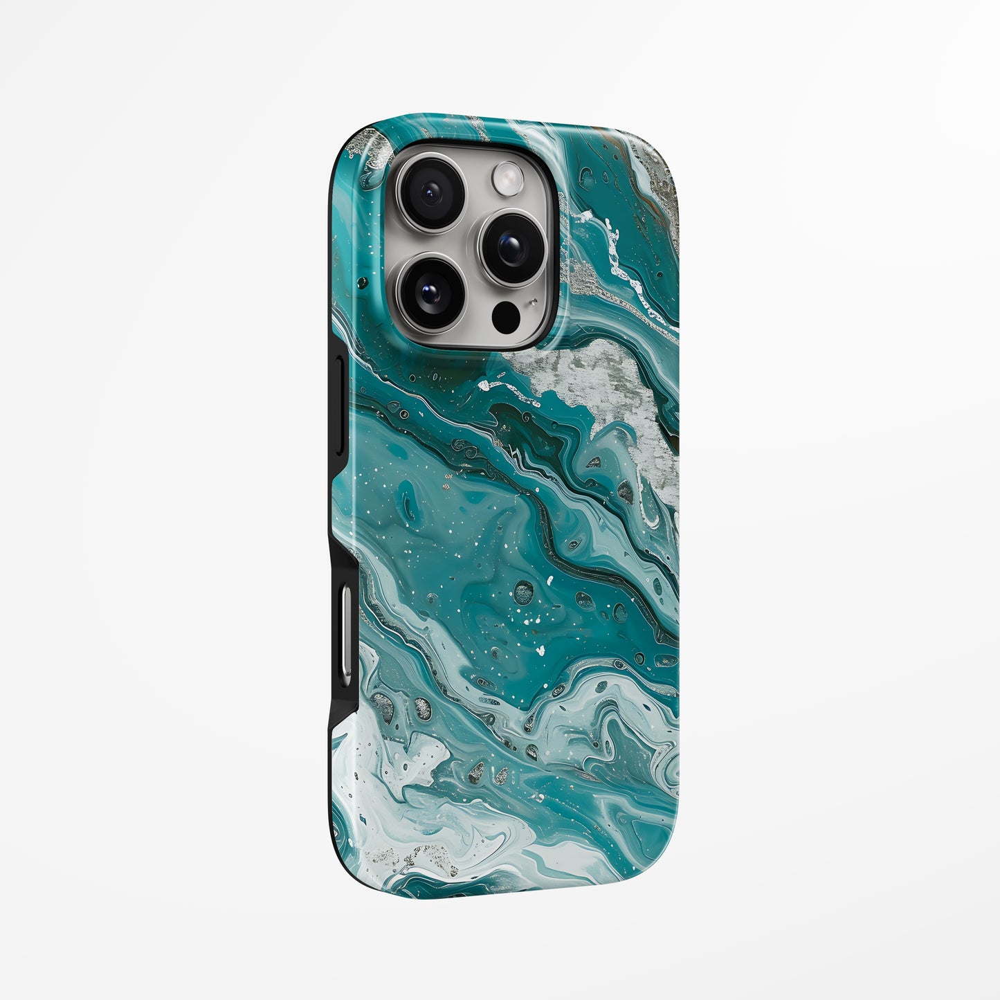 Unlock and capture buttons with  Turquoise Drift Magsafe Iphone Tough Case by Marivor