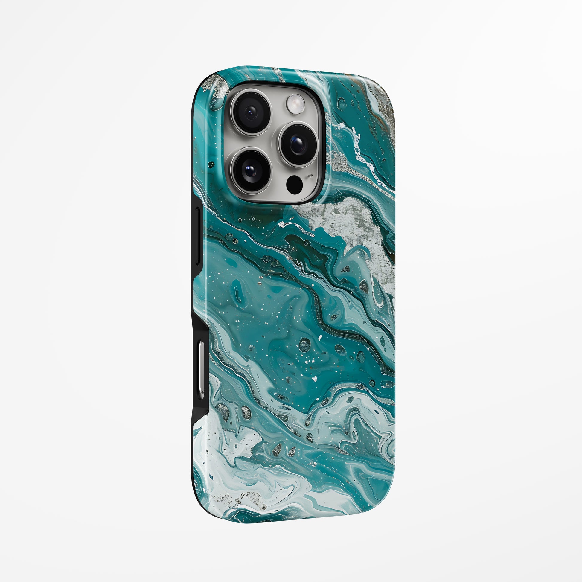 Unlock and capture buttons with  Turquoise Drift Magsafe Iphone Tough Case by Marivor