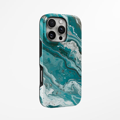 Unlock and capture buttons with  Turquoise Drift Magsafe Iphone Tough Case by Marivor