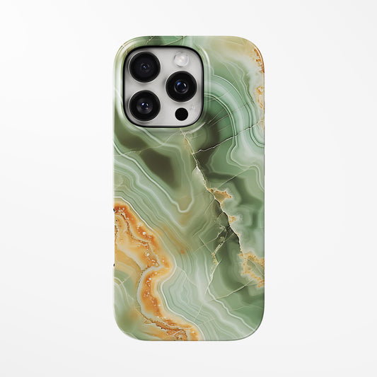 Front view of light-green Verdant Glow MagSafe iPhone Tough Case by Marivor