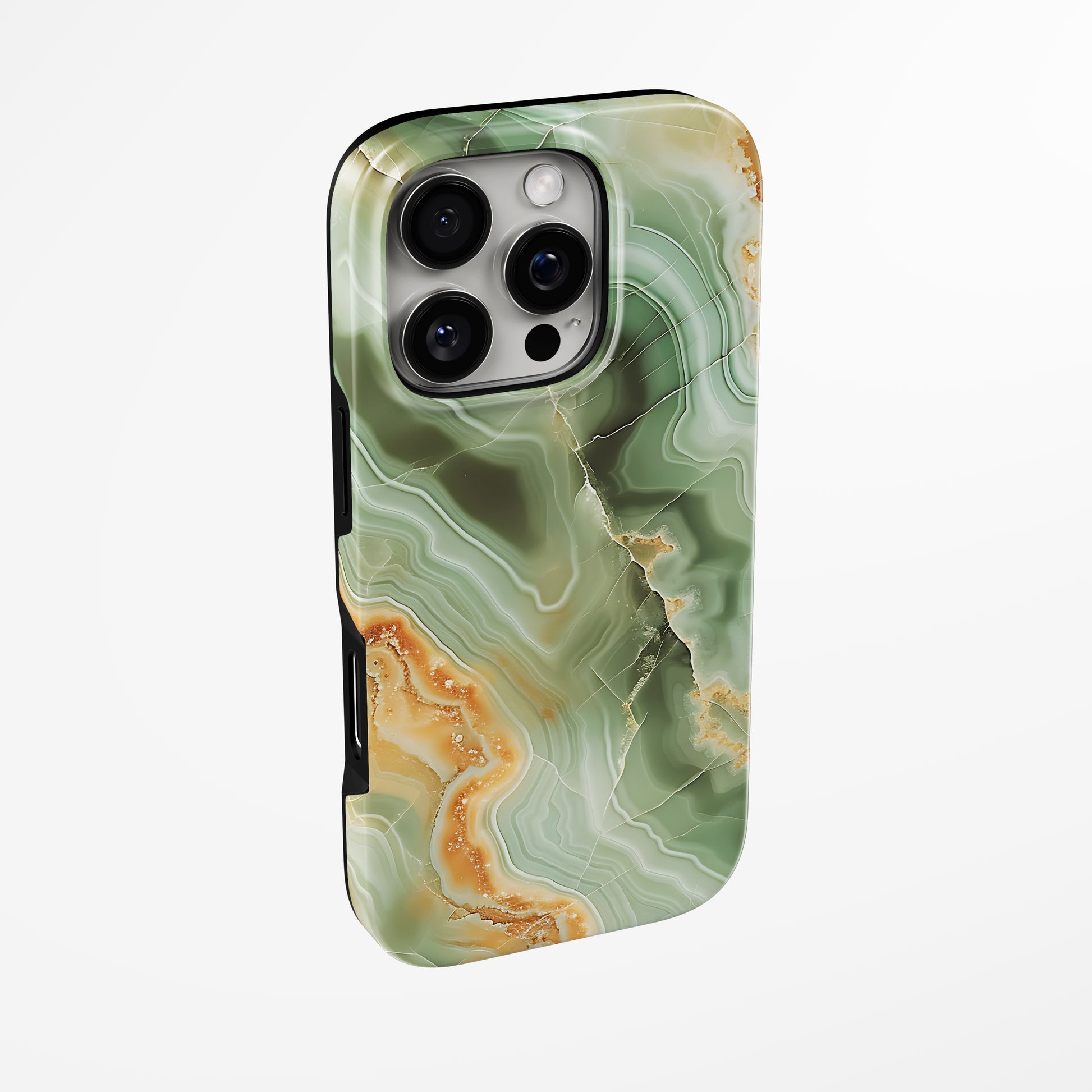 Side view of shell cover with design of  Verdant Glow Magsafe Iphone Tough Case by Marivor