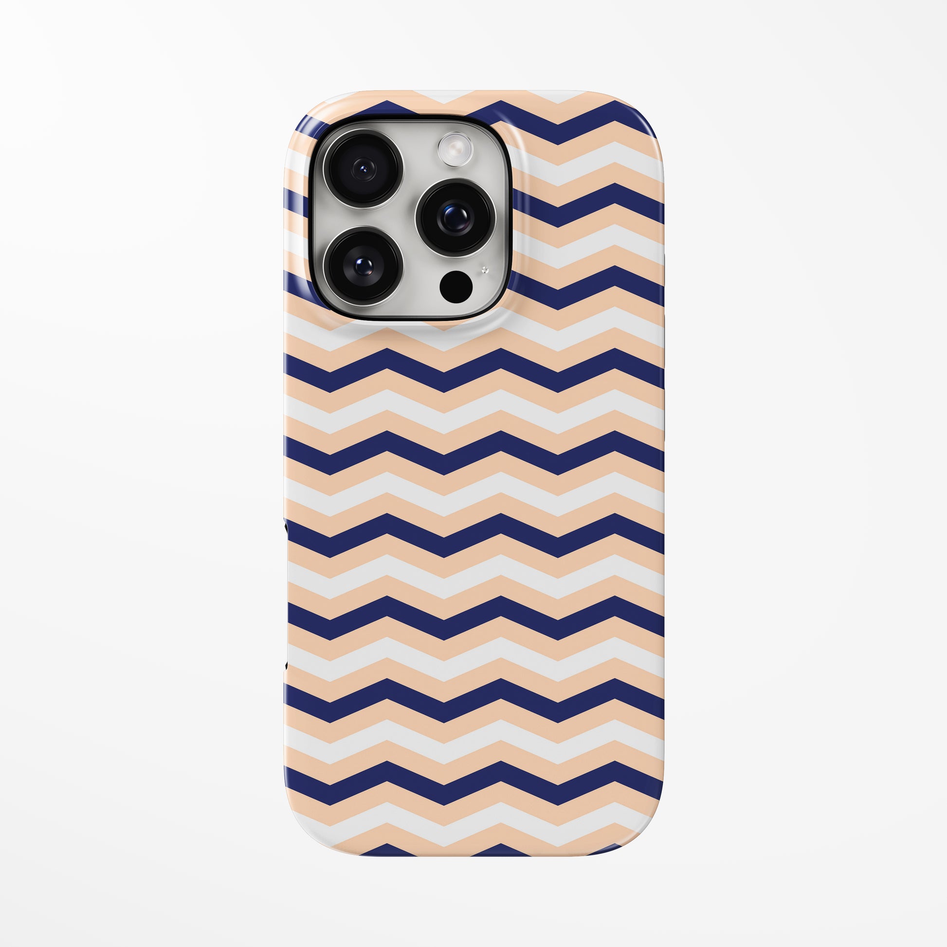 Front view of navy; light-brown; clear Wavy MagSafe iPhone Tough Case by Marivor