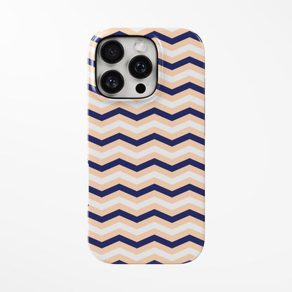 Front view of navy; light-brown; clear Wavy MagSafe iPhone Tough Case by Marivor
