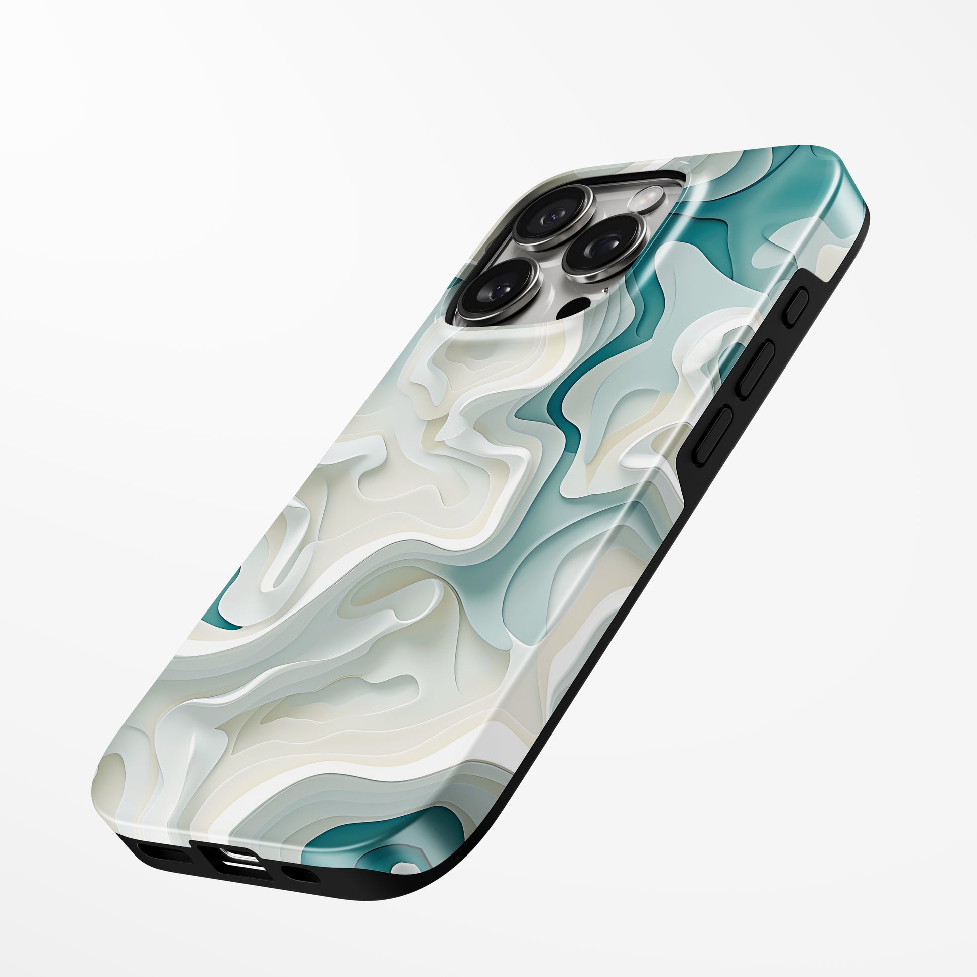 Charging port and volume up/down buttons with  Emerald Flow Magsafe Iphone Tough Case 1 by Marivor