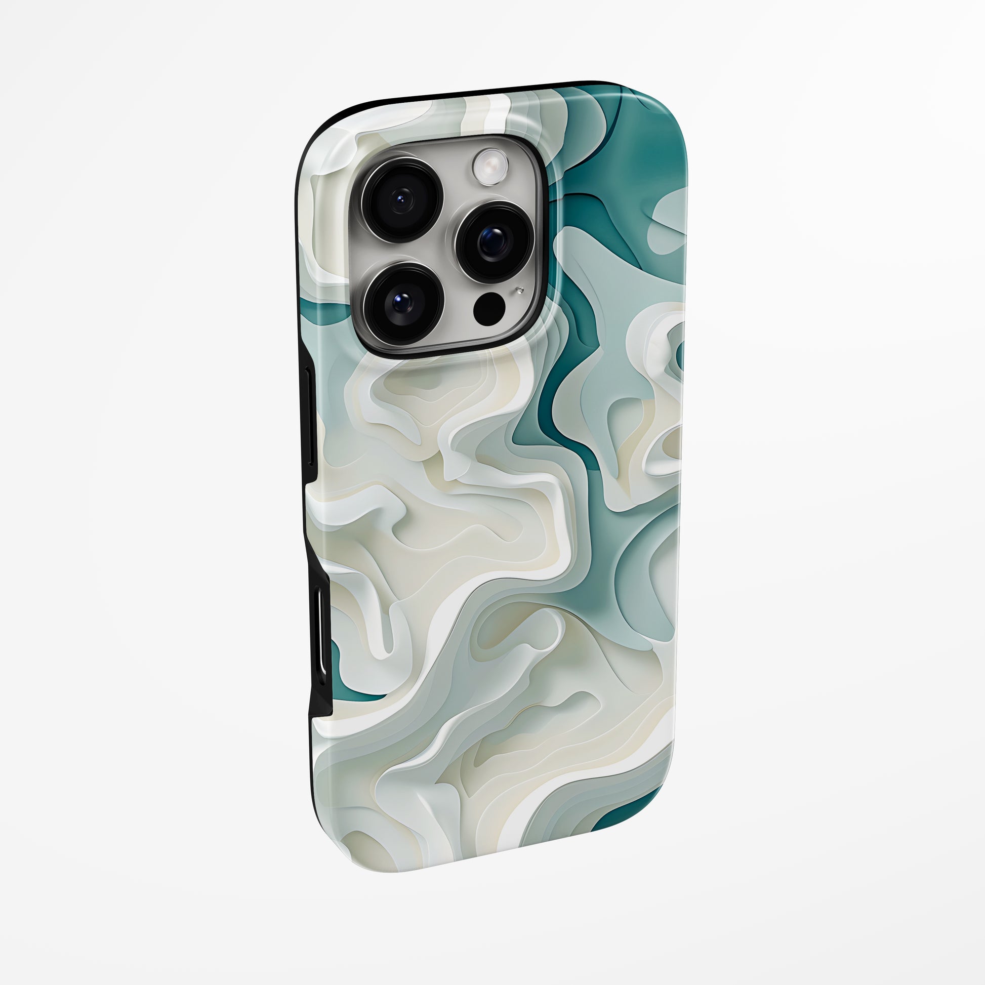 Side view of shell cover with design of  Emerald Flow Magsafe Iphone Tough Case 1 by Marivor